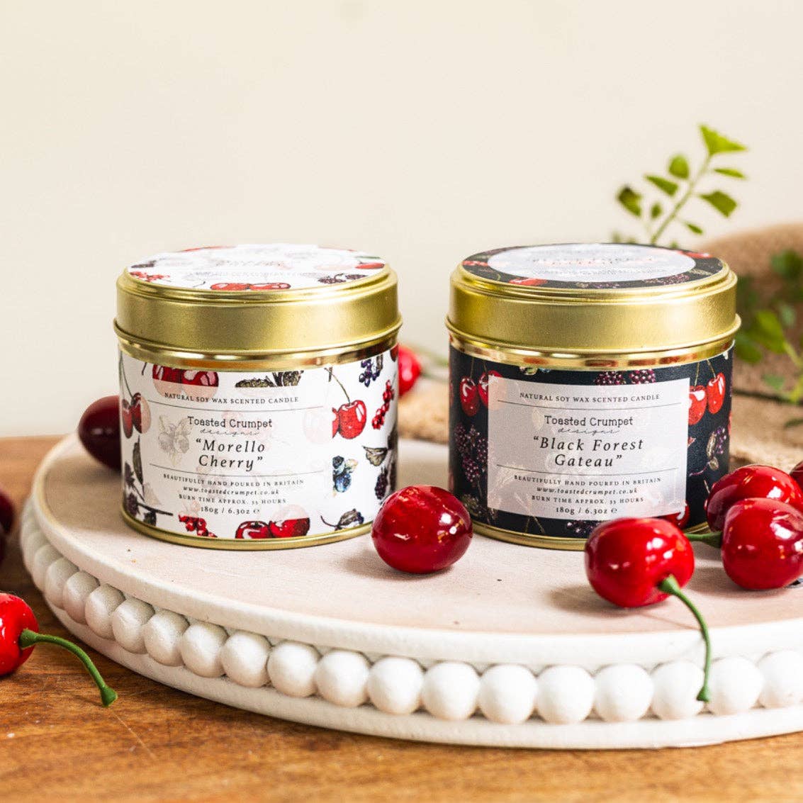 Black Forest Gateau Candle in a Matt Gold Tin