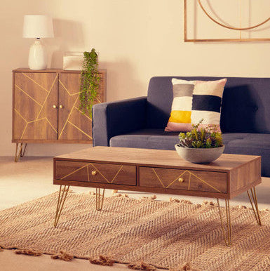 Flori Wood Effect 2 Drawer Coffee Table