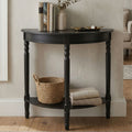 Heritage Black Wooden Half Moon Console Table