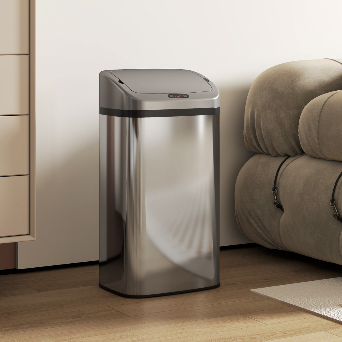 HOMCOM 48L Sensor Bin – Stainless Steel Kitchen Bin