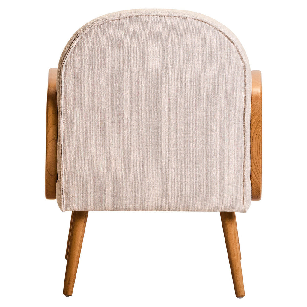 Cebu Ivory Fabric and Cane Chair with Elm Wood Legs