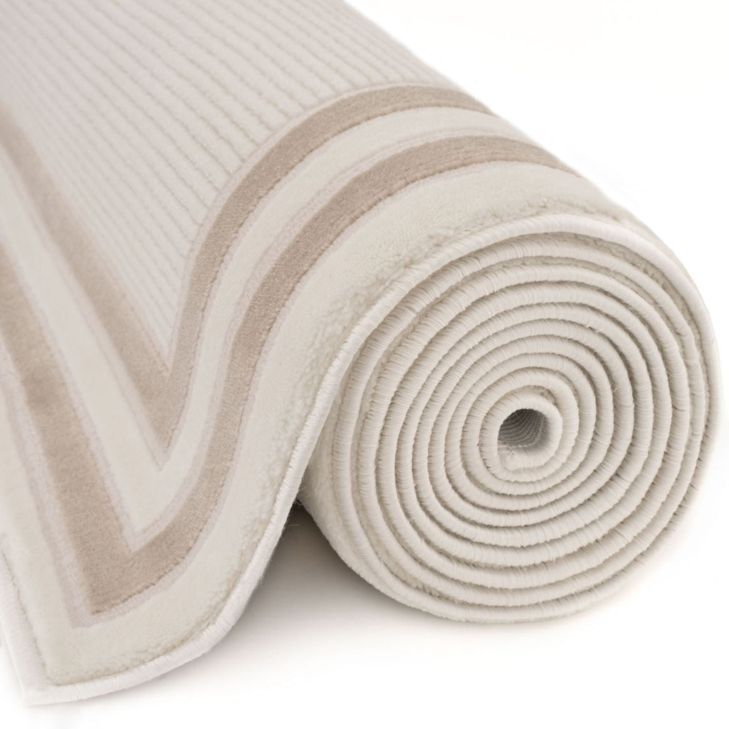Carmel Cream-Beige Bordered Rug | 6060