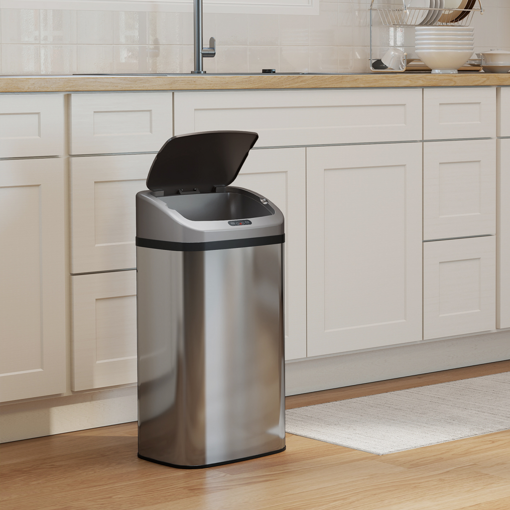 HOMCOM 48L Sensor Bin – Stainless Steel Kitchen Bin