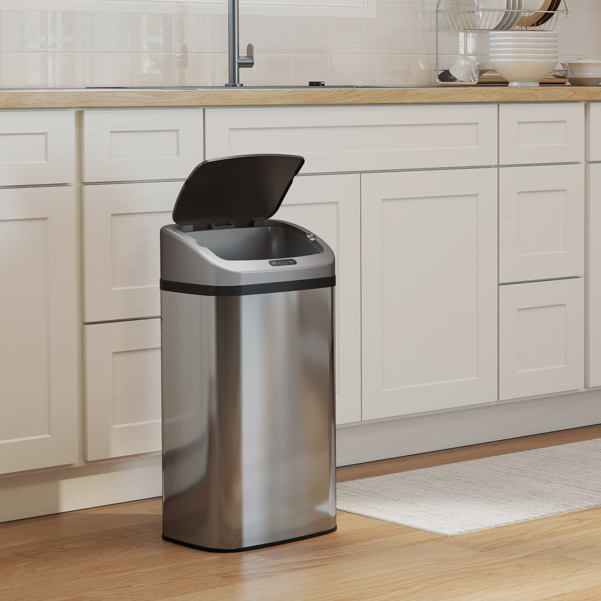 HOMCOM 48L Sensor Bin – Stainless Steel Kitchen Bin