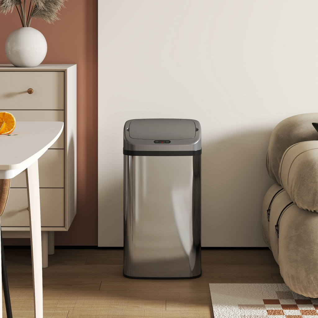 HOMCOM 48L Sensor Bin – Stainless Steel Kitchen Bin