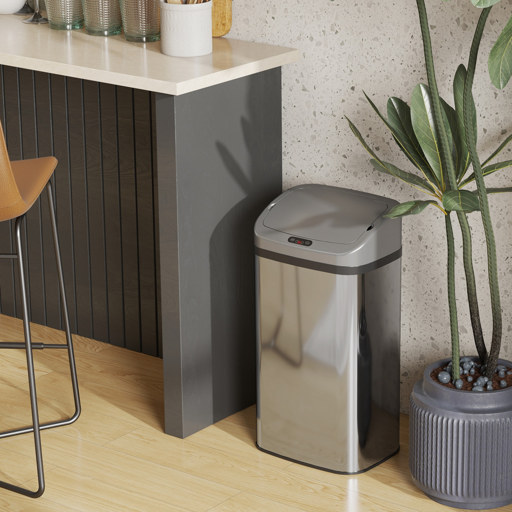 HOMCOM 48L Sensor Bin – Stainless Steel Kitchen Bin