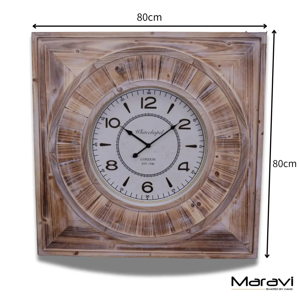 Large Square Wall Clock 80cm Antique Style
