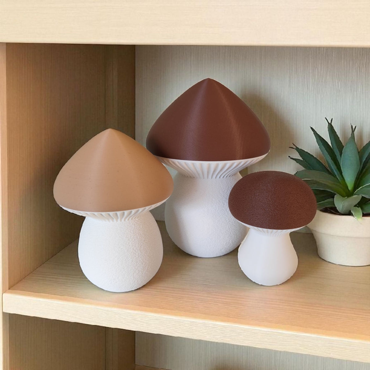 Miniature Mushroom Decor Set | 3D Printed Neutral Toadstools | Autumn Home & Nursery Accent