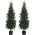 HOMCOM Set of 2 Decorative Artificial Plant, Fake Plants for Home Decor