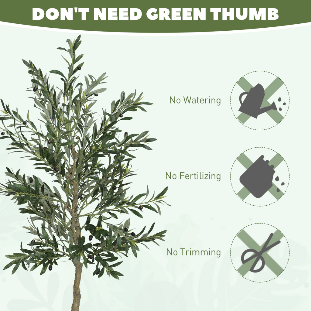 HOMCOM 2 Pack Indoor Artificial Plants, Faux Potted Silk Olive Trees, 120cm