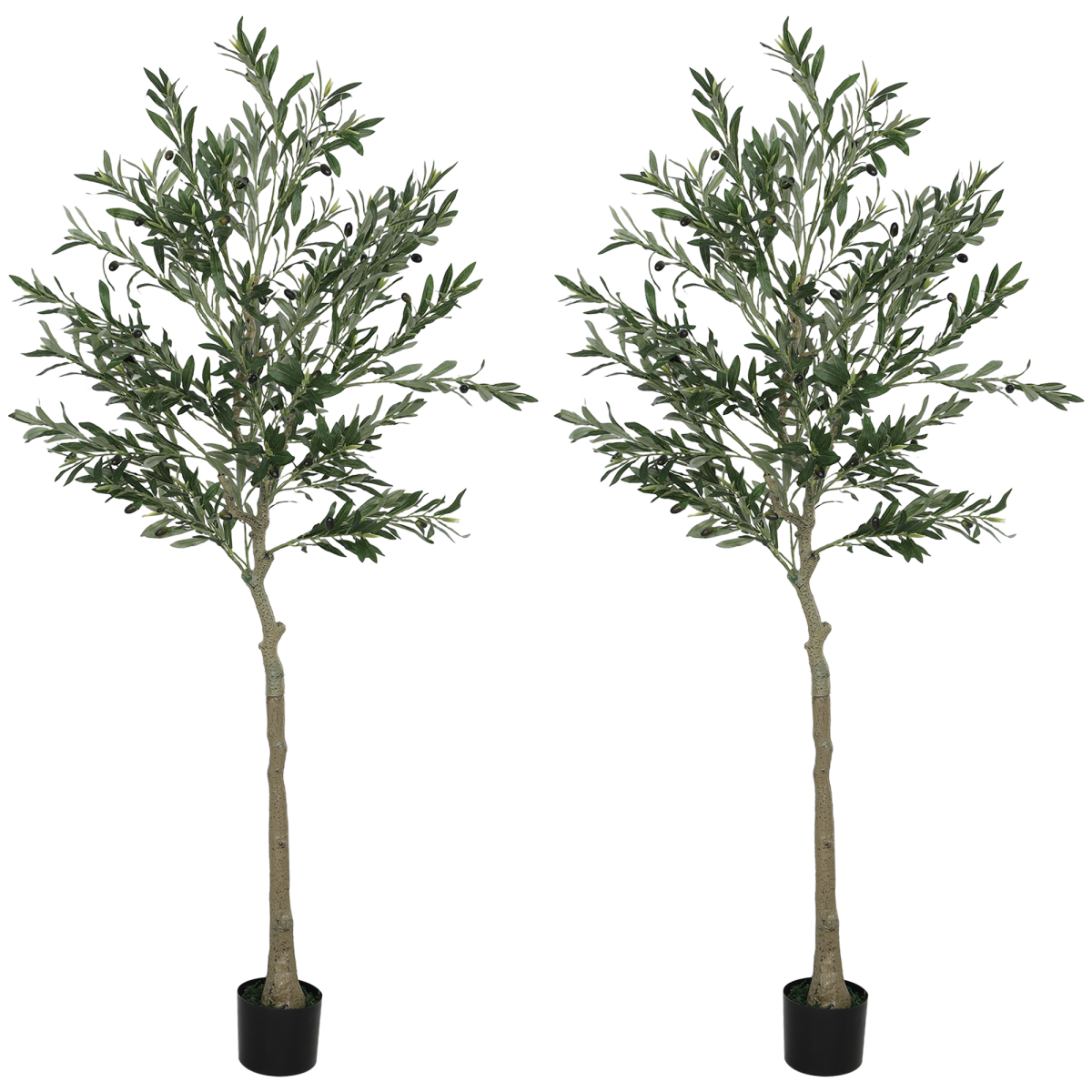 HOMCOM 2 Pack Indoor Artificial Plants, Faux Potted Silk Olive Trees, 120cm