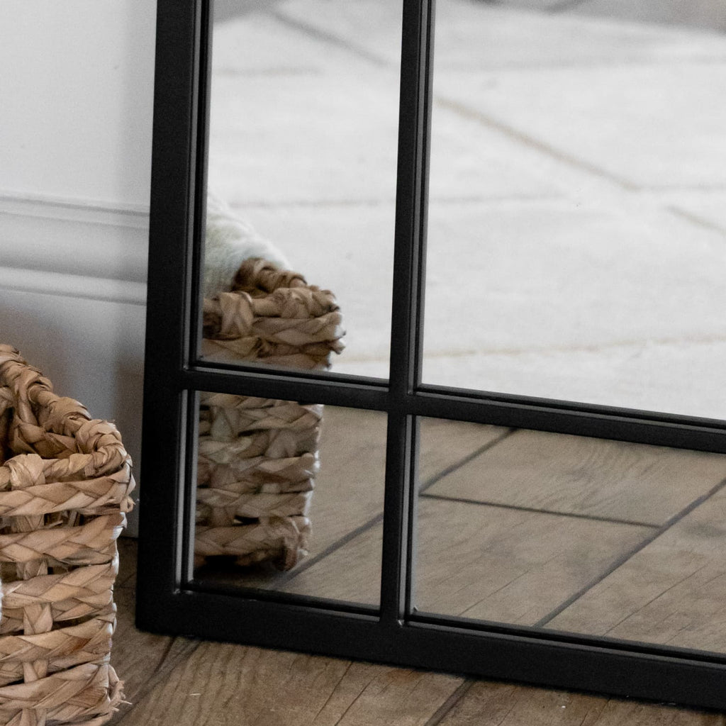 Aimi - Full Length Black Metal Rectangle Window Mirror - 180cm x 90cm