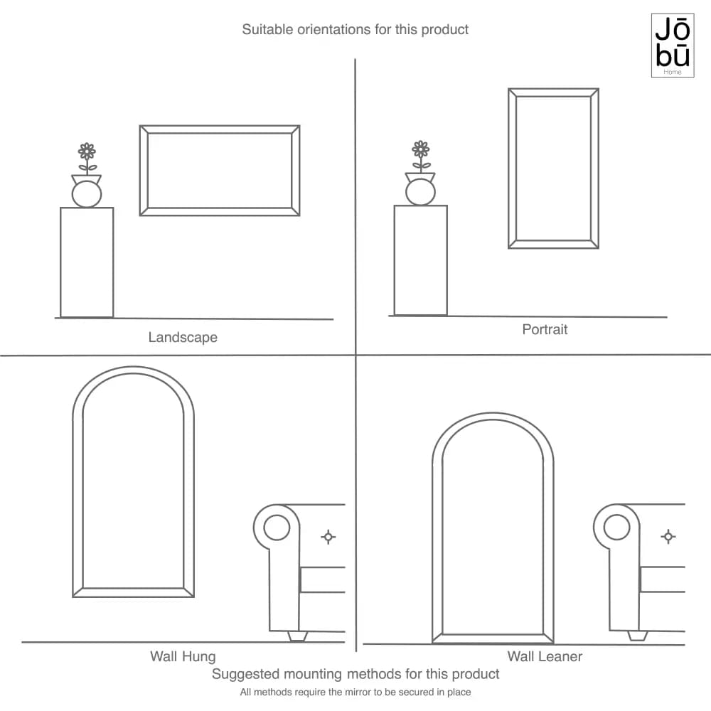 Aimi - Full Length Black Metal Rectangle Window Mirror - 180cm x 90cm