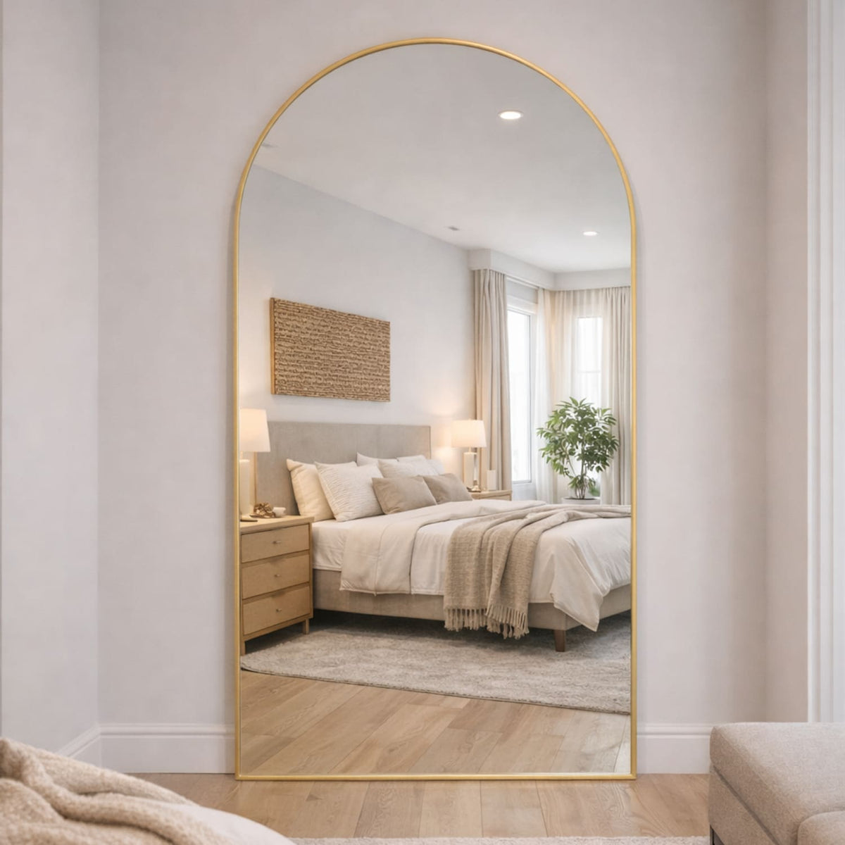 Akiko - Full Length Gold Metal Arched Mirror - 180cm x 90cm