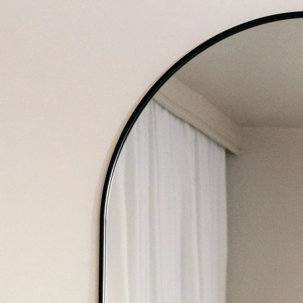 Emi - Full Length Black Metal Runway Oval Mirror - 180cm x 80cm