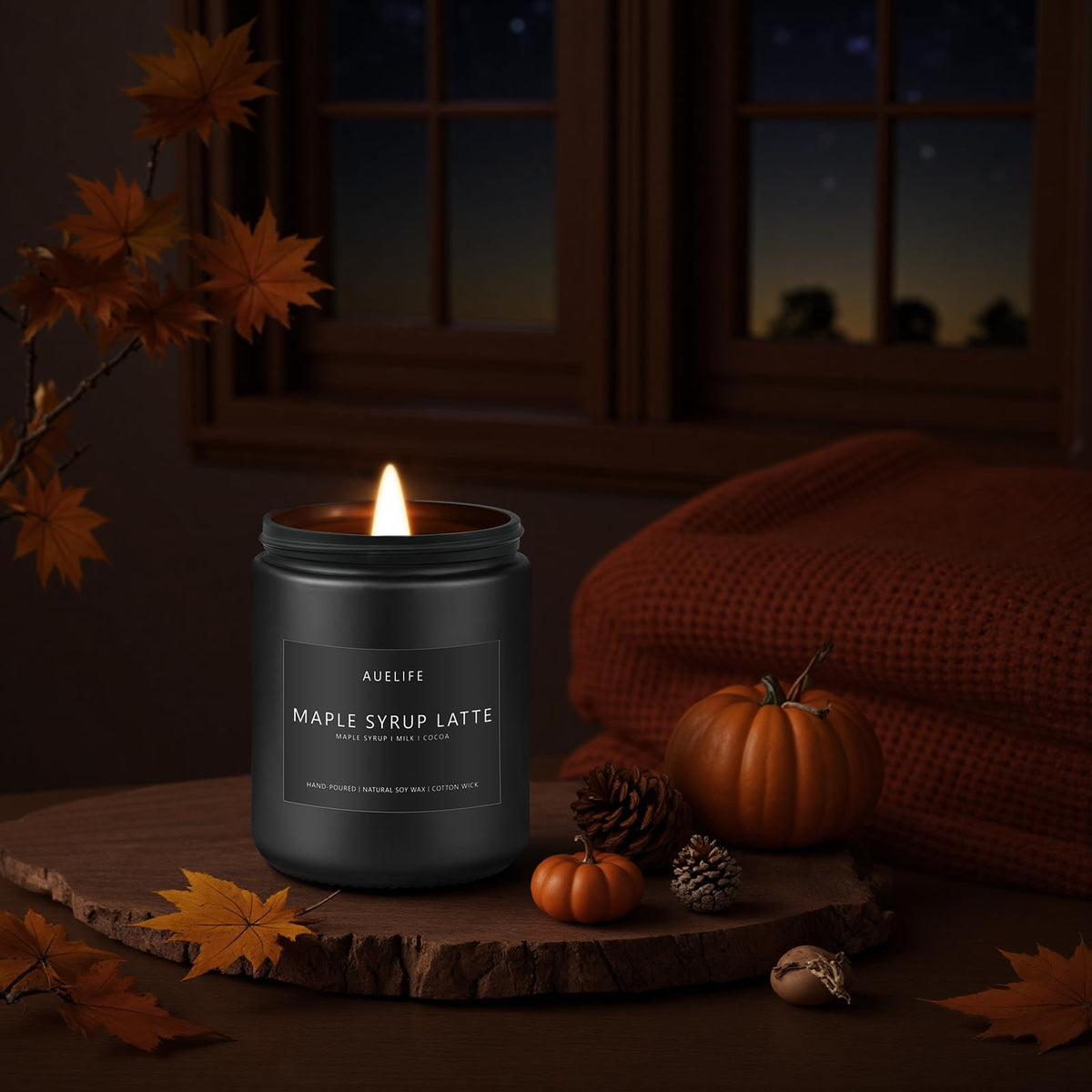 Fall Maple Syrup Latte Candle - 7 oz Natural Soy Wax | Cozy Autumn Decor