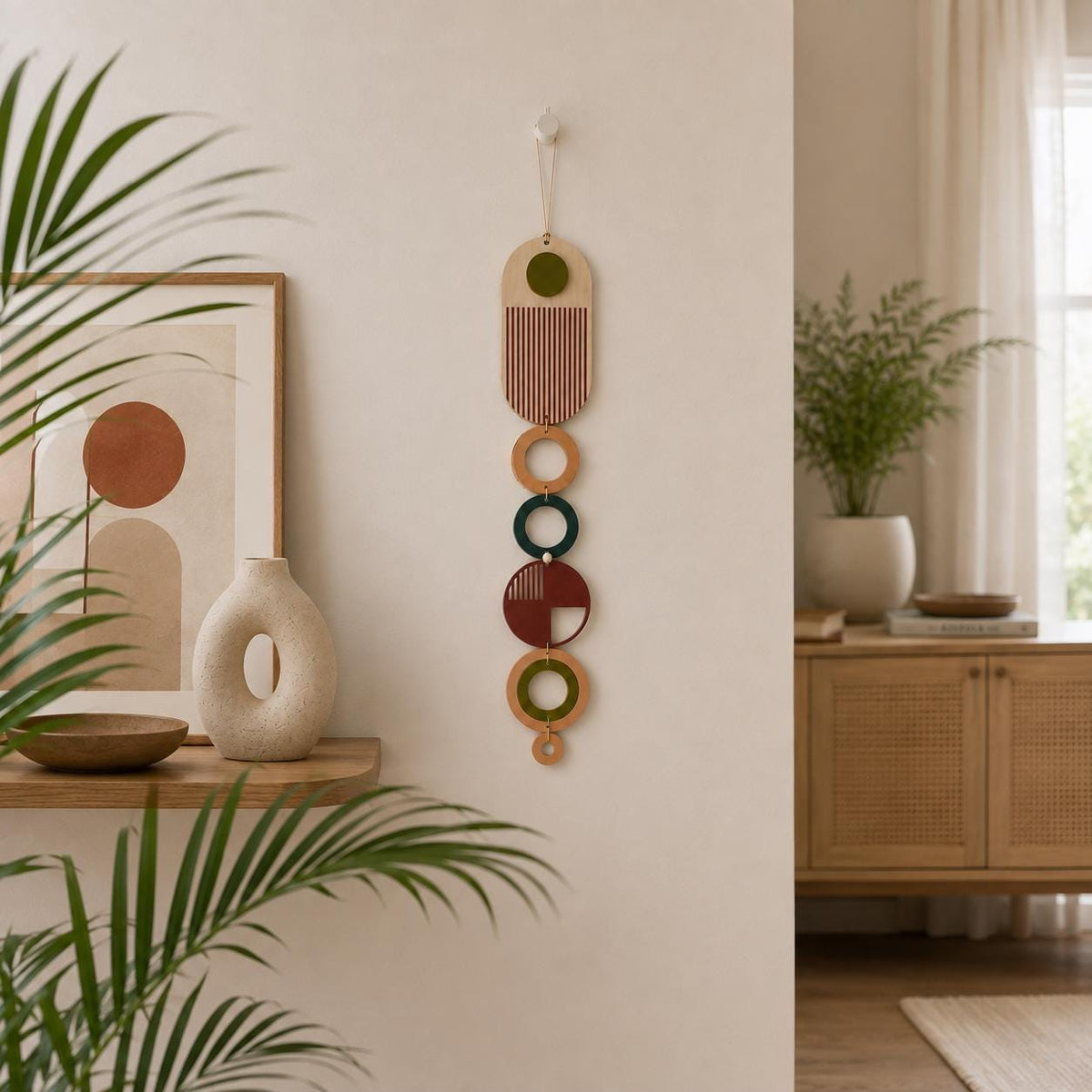 Modern Wall Art - Geometric Artwork - Minimal Home Decor - Slim Art - Long Wall Tapestry - Wood Art