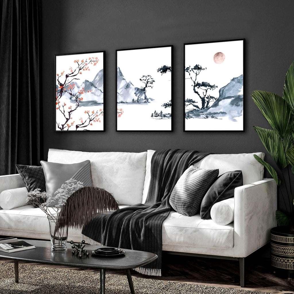 Cherry Blossom Wall Art – Set of 3, Framed & Unframed Options