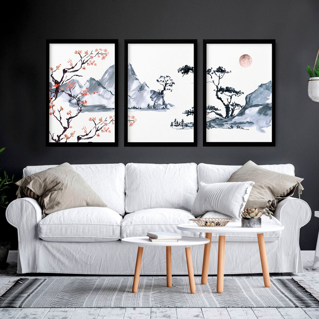 Cherry Blossom Wall Art – Set of 3, Framed & Unframed Options