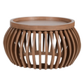 Indus Solid Wood Small Round Low Coffee Table