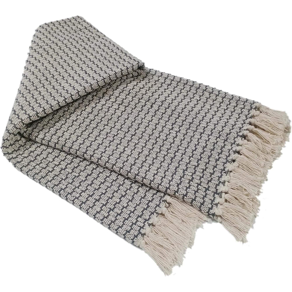 OLIVIA ROCCO Cotton Throw For Sofa And Bed Lightweight Super Soft Lisbon Casablanca Tangier