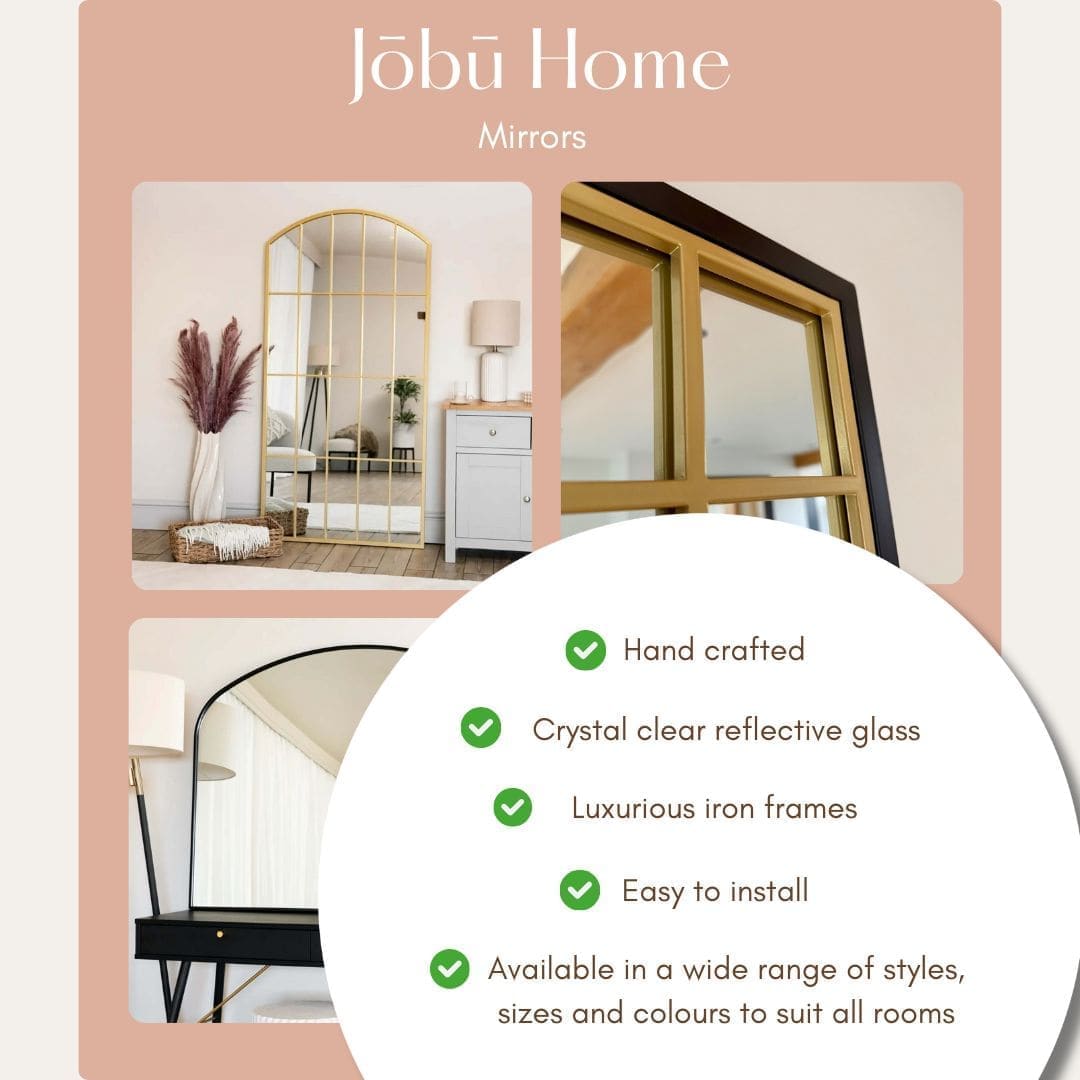 Tomi - Full Length Gold Metal Arched Lattice Window Mirror - 200cm x 120cm