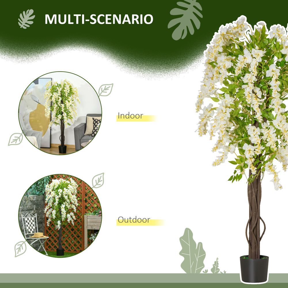 HOMCOM 160cm Artificial White Wisteria Tree