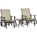 3-Piece Outdoor Gliding Chair & Table Set – Khaki