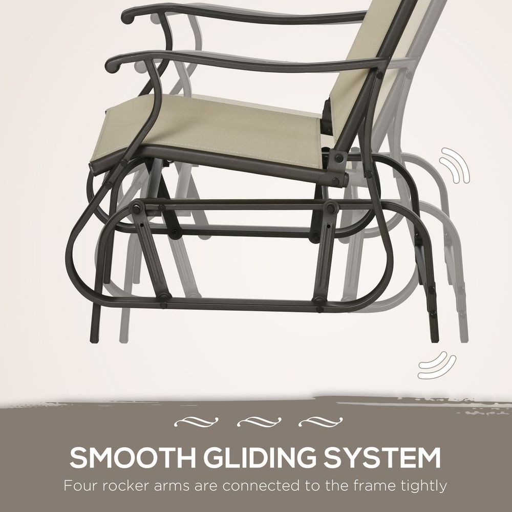 3-Piece Outdoor Gliding Chair & Table Set – Khaki