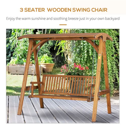 Wooden 3-Seater Garden Swing Chair