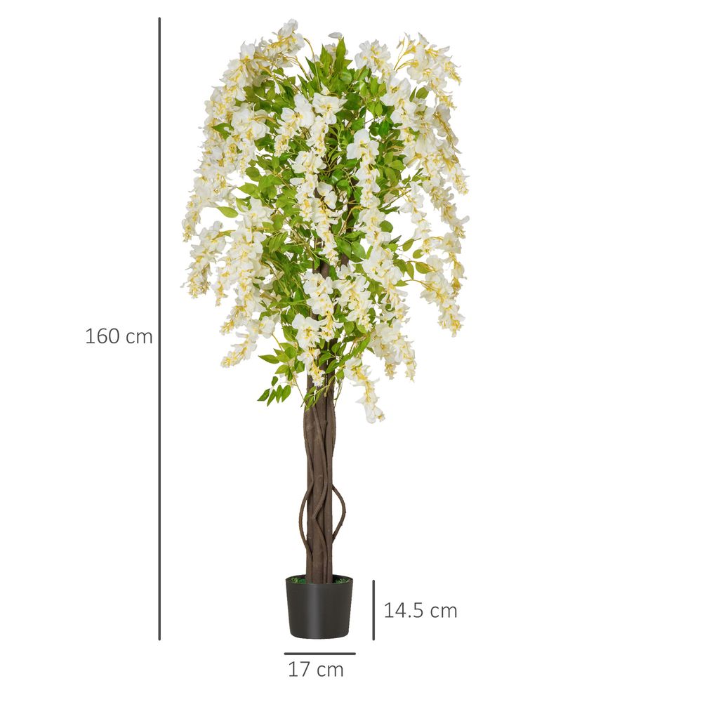 HOMCOM 160cm Artificial White Wisteria Tree
