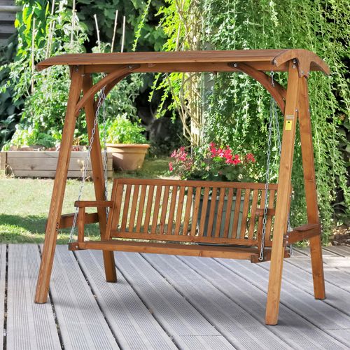 Wooden 3-Seater Garden Swing Chair