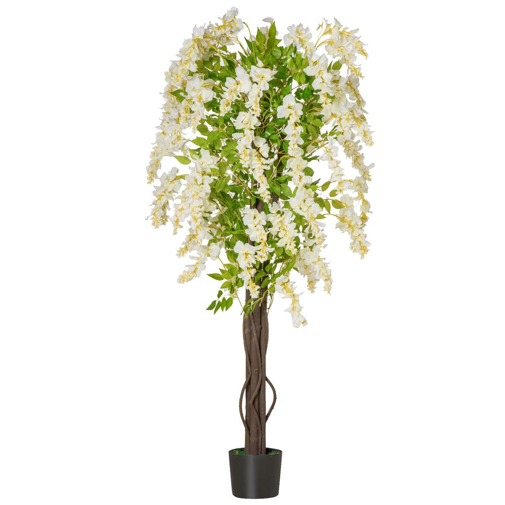 HOMCOM 160cm Artificial White Wisteria Tree